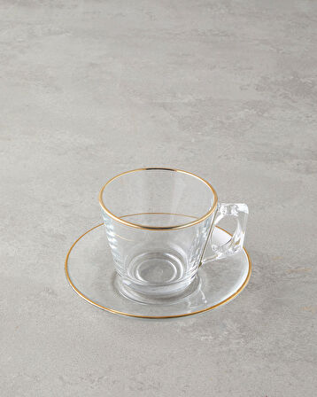 English Home Aria Cam 4 Parça 2 Kişilik Çay Fincanı Takımı 195 ml Gold