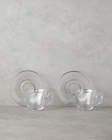 English Home Aria Cam 4 Parça 2 Kişilik Çay Fincanı Takımı 195 ml Silver