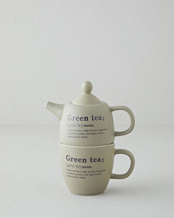 English Home Green Tea New Bone China Demlik Seti 300 ml Yeşil