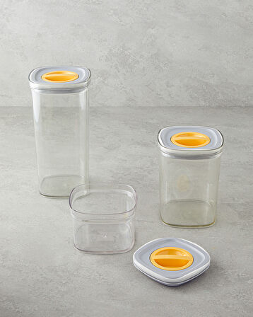 English Home Adly Plastik 3 Parça Saklama Kabı 700 ml – 1,4 L – 2 L Yeşil-Krem