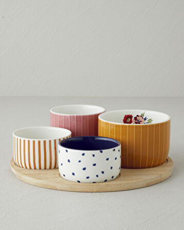 Garden Serenity Stoneware 5 Parça Sunumluk 25 cm Renkli