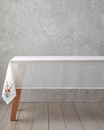 Chimera Polyester Masa Örtüsü 150x200 cm Beyaz - Kırmızı