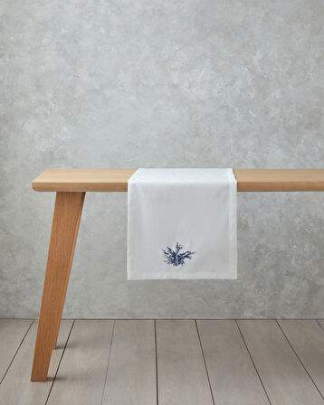 Charmed Polyester Runner 40x140 cm Beyaz - Lacivert