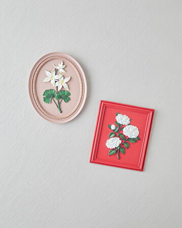Flowers Duvar Aksesuarı 21x17x2 cm Pembe