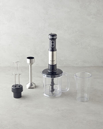 English Home MBS 3010 4 Bıçaklı Mini Blender Seti 1500W Siyah-Krom