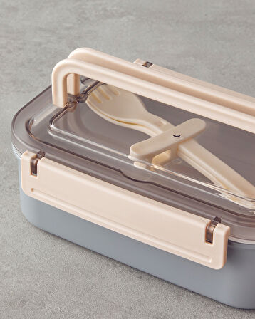 English Home Riley Paslanmaz Çelik 7 Parça Lunch Box 800 ml Gri