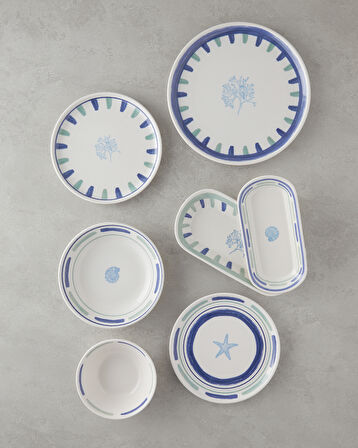 Mariscopia Seramik Servis Tabağı 26 cm Mavi-yeşil