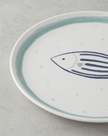 Aqualuna Seramik Servis Tabağı 26 cm Mavi-yeşil