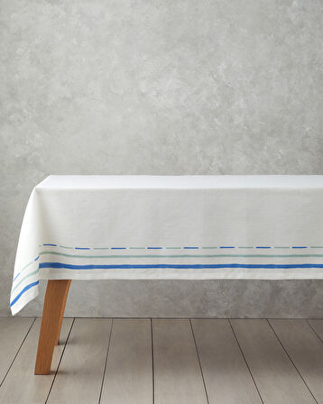 Shelltide Polyester Masa Örtüsü 150x200 cm Beyaz - Mavi