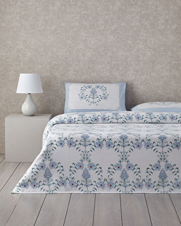 Violet Star Baskılı Tek Kişilik Pike Takımı 150x220 cm Mavi