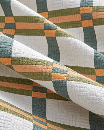 Summer Plaid Baskılı Pamuklu King Size Pike 240x220 cm Yeşil