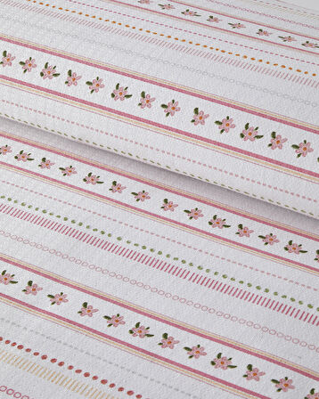 Daisy Stripes Ecosoft Çift Kişilik Pike 200x220 cm Pembe