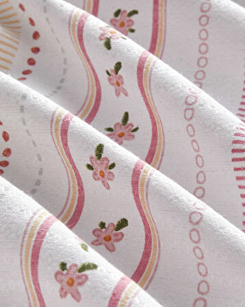 Daisy Stripes Ecosoft Çift Kişilik Pike 200x220 cm Pembe