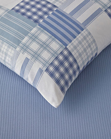 Modern Plaids Soft Tek Kişilik Pike Takımı 150x220 cm Mavi