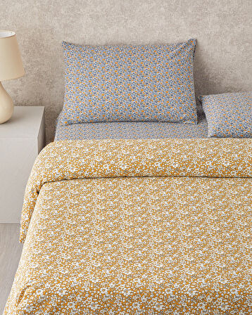 Spring Petal Baskılı King Size Pike Takımı 240x220 cm Sarı
