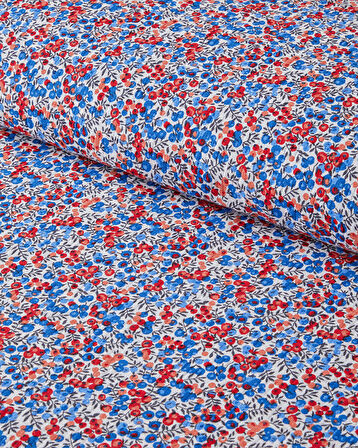 Flower Blast Baskılı Pamuklu King Size Pike 240x220 cm Mavi