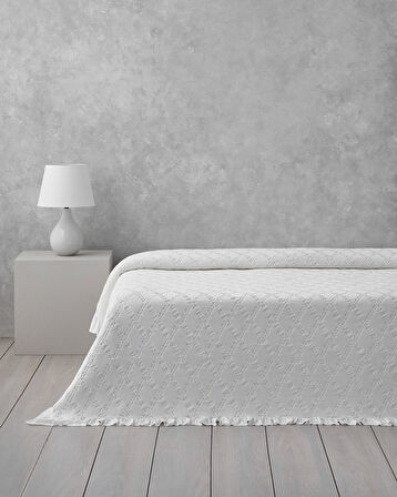 Elegant Dream Jakarlı Fırfırlı Çift Kişilik Pike 200x220 cm Beyaz