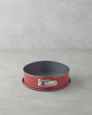Baker’s Choice Karbon Çelik Klasik Kelepçeli Yuvarlak Kek Kalıbı 24 x 7,6 cm Kırmızı