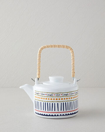 English Home Wordy Porselen Demlik 850 ml Beyaz - Lacivert