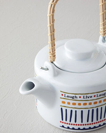 English Home Wordy Porselen Demlik 850 ml Beyaz - Lacivert