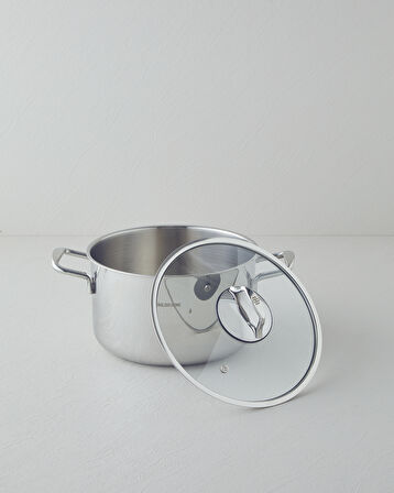 Glow Çelik Derin Tencere 24x14 cm Silver