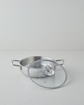 Glow Çelik Sığ Tencere 24x6 cm Silver