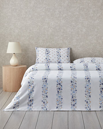 Floret Line Pamuk Çift Kişilik Nevresim Takımı 200x220 cm Mavi