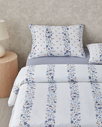 Floret Line Pamuk Çift Kişilik Nevresim Takımı 200x220 cm Mavi