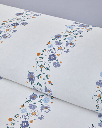 Floret Line Pamuk Çift Kişilik Nevresim Takımı 200x220 cm Mavi