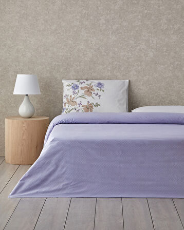 Rustic Blossom Pamuk Çift Kişilik Nevresim Takımı 200x220 cm Lila - Bej