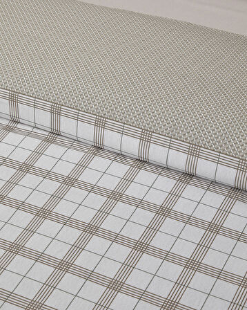 Chic Check Kolay Ütülenir Tek Kişilik Nevresim Takımı 160x220 cm Bej