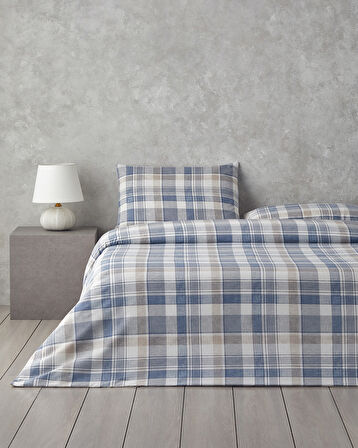 Fresh Tartan Kolay Ütülenir Tek Kişilik Nevresim Takımı 160x220 cm Mavi