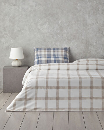 Fresh Tartan Kolay Ütülenir Tek Kişilik Nevresim Takımı 160x220 cm Mavi