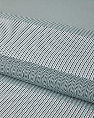 Modern Strip Kolay Ütülenir Çift Kişilik Nevresim Takımı 200x220 cm Yeşil