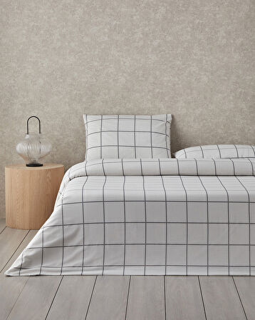 Plaid Wave Kolay Ütülenir Çift Kişilik Nevresim Takımı 200x220 cm Gri
