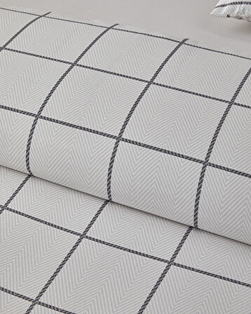 Plaid Wave Kolay Ütülenir Çift Kişilik Nevresim Takımı 200x220 cm Gri