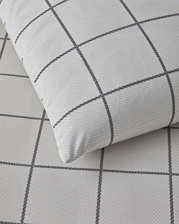 Plaid Wave Kolay Ütülenir Çift Kişilik Nevresim Takımı 200x220 cm Gri