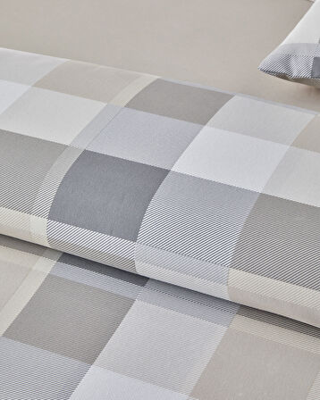 Bold Pattern Kolay Ütülenir Tek Kişilik Nevresim Takımı 160x220 cm Taş Rengi