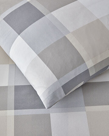 Bold Pattern Kolay Ütülenir Çift Kişilik Nevresim Takımı 200x220 cm Taş Rengi