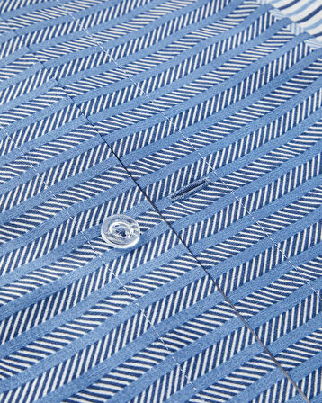 Modern Strip Kolay Ütülenir Çift Kişilik Nevresim Takımı 200x220 cm Mavi