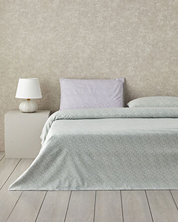 Lush Blooms Kolay Ütülenir Çift Kişilik Nevresim Takımı 200x220 cm Lila-Yeşil