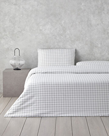 Simple Checks Kolay Ütülenir Çift Kişilik Nevresim Takımı 200x220 cm Seledon