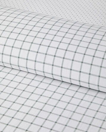 Simple Checks Kolay Ütülenir Çift Kişilik Nevresim Takımı 200x220 cm Seledon