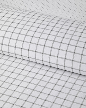 Simple Checks Kolay Ütülenir Tek Kişilik Nevresim Takımı 160x220 cm Gri