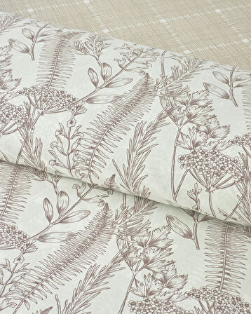 Botanical Spring Kolay Ütülenir Çift Kişilik Nevresim Takımı 200x220 cm Bej