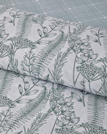 Botanical Spring Kolay Ütülenir Çift Kişilik Nevresim Takımı 200x220 cm Yeşil
