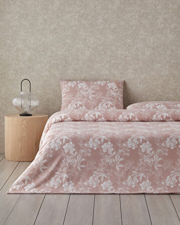 Floral Vine Kolay Ütülenir Tek Kişilik Nevresim Takımı 160x220 cm Pembe