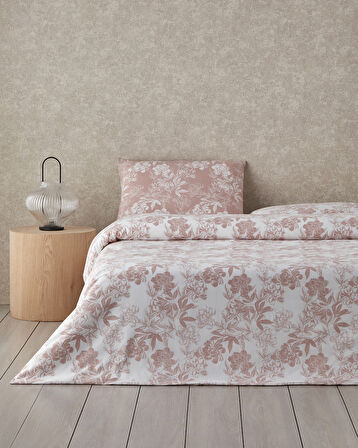 Floral Vine Kolay Ütülenir Tek Kişilik Nevresim Takımı 160x220 cm Pembe