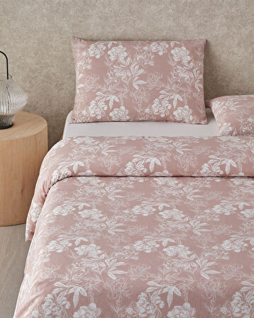 Floral Vine Kolay Ütülenir Çift Kişilik Nevresim Takımı 200x220 cm Pembe