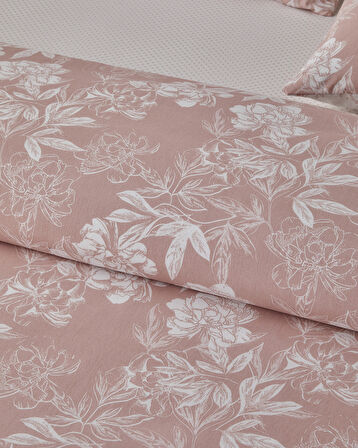 Floral Vine Kolay Ütülenir Çift Kişilik Nevresim Takımı 200x220 cm Pembe